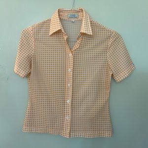 Guess short sleeve gingham shirt - orange/white - Small